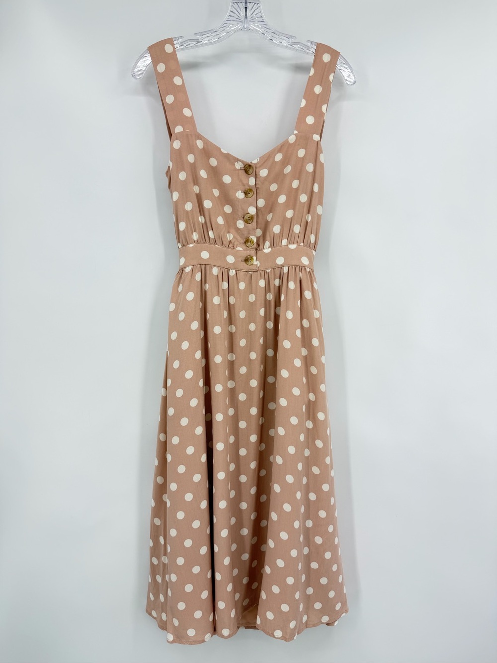 Reformation NWT Lanai Polka Dot Sun Dress Blush Pink White Size XS - Picture 4 of 14